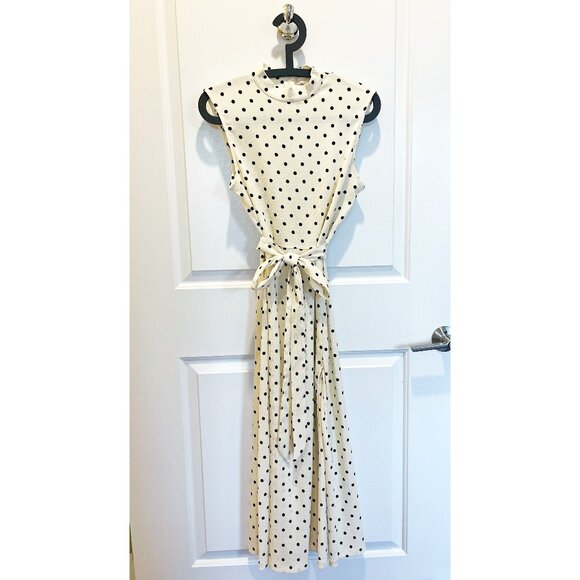 H&M Polka Dot Mock-Neck Sleeveless Midi Dress, Medium - Picture 2 of 12
